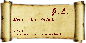Jávorszky Lóránt névjegykártya